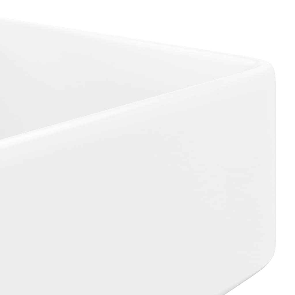 Ceramiczna umywalka z otworem na kran, biała, kwadratowa | Powierzchnia o wysokim połysku, łatwa do czyszczenia, otwór odpływowy 4,5 cm, nowoczesne wzornictwo