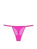 Victoria's Secret Icon Thong Panty, VS Monogram Lace, Adjustable Strap, G String Underwear for Women, Very Sexy Collection, Pink (S)
