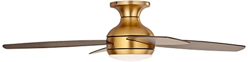 Casa Vieja 52" Elite Modern Hugger Low Profile Indoor Ceiling Fan with Light LED Remote Control Soft Brass Walnut Brown Opal Glass for House Bedroom Living Room Home Kitchen Dining Office thumbnail 7