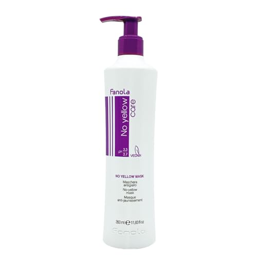 Fanola Mascarilla NO YELLOW Antiamarillo 350mL - Especial cabellos grises, aclarados, decolorados, mechas, rubio claro - Pigmento morado neutraliza amarillos indeseados