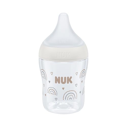 NUK Perfect Match Babyflasche | Ab 0 Monate | Passt sich dem Baby an | Temperature Control | Anti-Colic | 150 ml | BPA-frei | Silikontrinksauger, Small | Regenbogen
