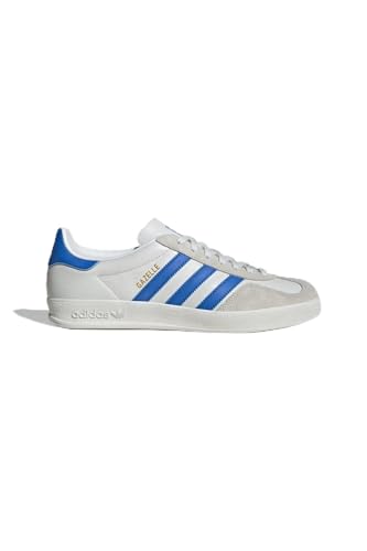 Image of adidas Men's Gazelle Indoor Sneaker, Crystal White /Blue /Grey One, Size 9