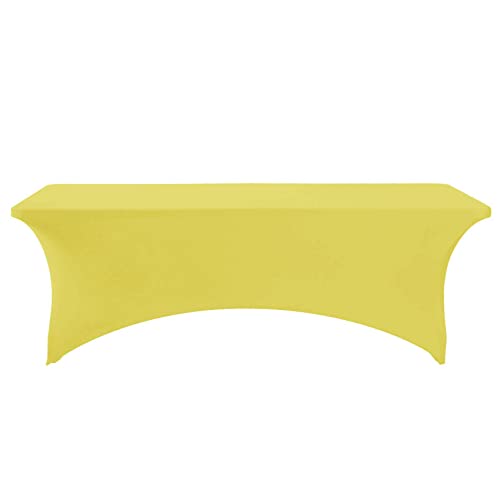 Image of FORLIFE Spandex Table Cover - Fitted 8ft Rectangular Tablecloth, Stretch Patio Cover, Universal for Wedding, Banquet, Party (Yellow)