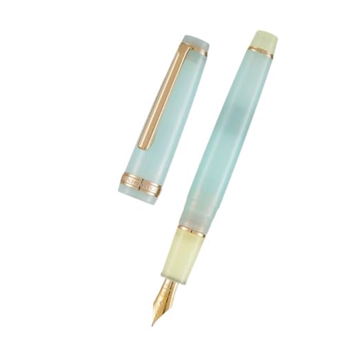 Stylo-plume bleu glacier XMKT transparent de luxe à plume fine EF F M ou courbée