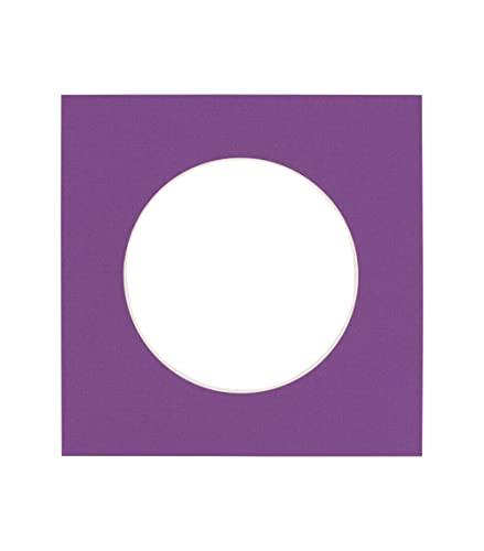 12x12 Mat Bevel Cut for 8x8 Photos - Precut Dark Purple Circle Shaped Photo Mat Board Opening - Acid Free Matte to Protect Your Pictures - Bevel Cut for Family Photos, Pack of 1 Matboard
