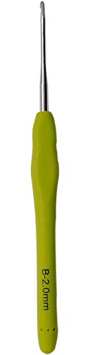 Creammuffin Best??Crochet Hook?with?Ergonomic?Handles for Arthritic Hands.?Extra Long?Crochet Hooks?Perfect ?to use with All Rubber Band and Yarns,Weaving Hook,for Loom,Size B, 2.0mm (1 pcs)