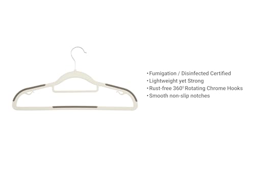 Image of Anti Slip Clothes Hangers - Space Saving Dry & Wet Hangers with Non-Slip Pads - Heavy Duty Coat, Suit, Underwear, Pants, Shirts - 20 Piece, Grey (Pack of 20)