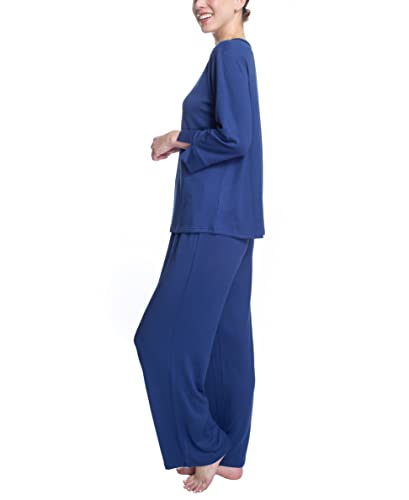 Hanes Women's Butter Knit 3/4 V-Neck Sleep Top And Pajama Pant Lounge & Sleep Set #TOP2