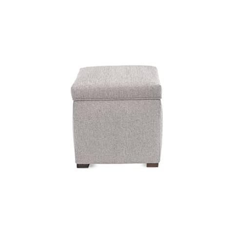 Sole Designs Tami Storage Ottoman, Upholstered Foot Rest for Couch, 20”x20”, Graphite Grey Cover