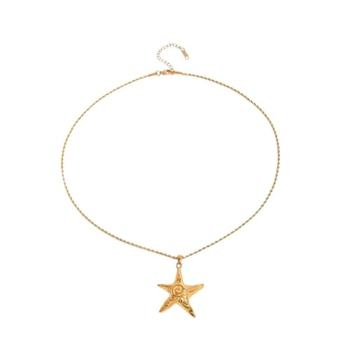 Collier étoile de mer en acier inoxydable doré pour homme et femme