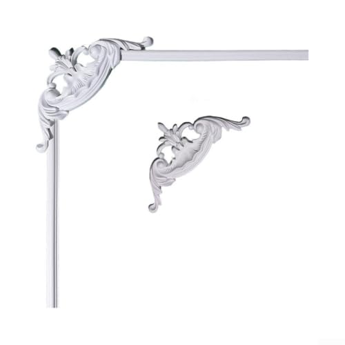 Esquina floral francesa de poliuretano de 19 cm blanca para moldura 4