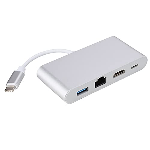 Hub Tipo C multifunción 4 en 1 para conectar internet por cable y monitor 4K