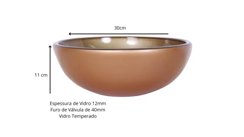 Cuba de vidro para Banheiro redonda 30cm Dourado