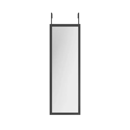 Acomoda Textil – Espejo Colgante de Puerta con Gancho para Habitación, Vestidor y Dormitorio. Espejo Cuerpo Entero Rectangular 109x35 cm Sin Agujeros Decorativo y Moderno (Negro)