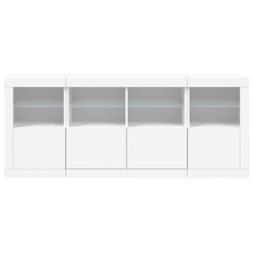 Aparador con Luces LED Blanco de Diseño Minimalista y Superficie Resistente 7
