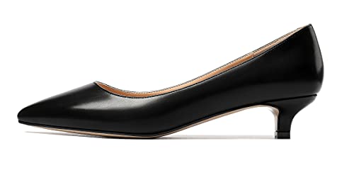 YODEKS Women's Kitten Heel Pumps Pointed Toe Low Heels Slip On Fashion Dress Shoes 1.5 Inch2