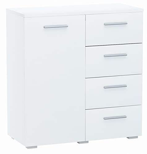 MATKAM Kommode Helena B80 x H84,5 x T35 cm, Sideboard mit 4 Schubladen und...