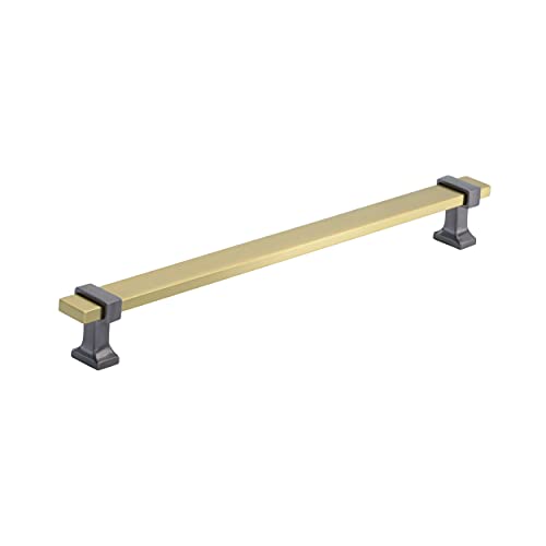 Amerock Overton 8-13/16 in (224 mm) Center-to-Center Brushed Gold/Black Chrome Cabinet Pull