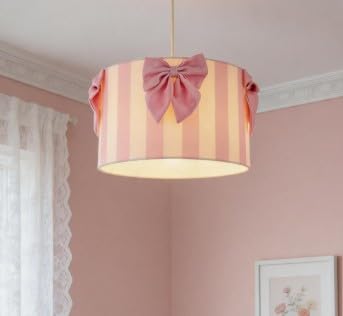 New Stripe Bow Lamp Shade in Pink, Provides Gentle and Diffused Lighting, Enhances Playful Interior Themes, Infuse A Touch of Whimsy Into Your Room.
