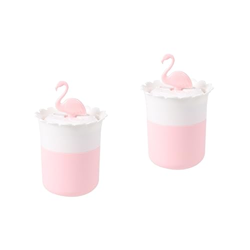 Cabilock 2piezas Caja De Almacenamiento De Algodón De Contenedor Redondo De Cartón Para Bastoncillos y Discos De Maquillaje Organizador Para Mujeres y Blanco Rosa