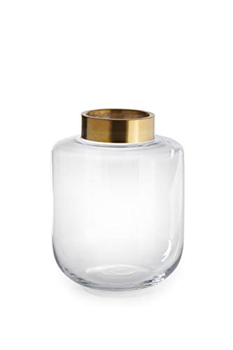 Serene Spaces Living Medium Ball Vase with Gold Rim, Elegant