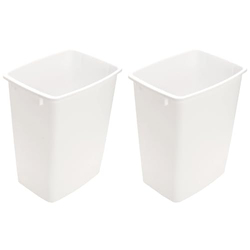 Image of Plastic Trash Can - Indoor Garbage Bin for Kitchen, Home, Office and Commercial Use - Large Waste Disposal Tub, Plastic Waste Container- 12-Gallon (50 Quart - 2 Pack, White)