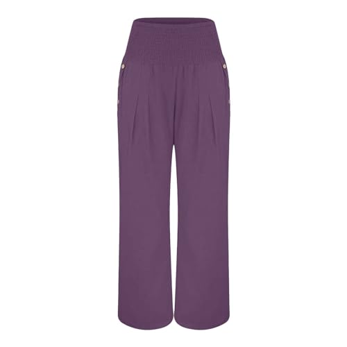 SHAOBGE Linen Pants Women Comfy Flowy Wide Leg Pants Trousers Summer High Waisted Beach Palazzo Pants with Pockets 20242