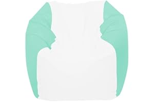 Ocean-Tamer Medium Round Marine Bean Bag Chairs in White/Seafoam