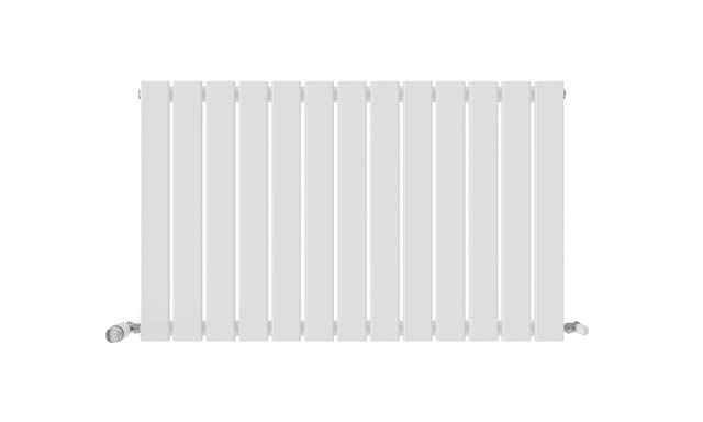 VeeBath Belgravia Radiator, Horizontal Single Flat Panel, Central Heating Wall Mounted/Upstanding Column Designer Radiators for Bathroom/Kitchen/Living Room with Angled Valve- 600x988mm,White — image 1