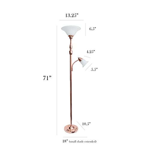 Elegant Designs Lf2003-Rgd 2 Light Mother Daughter White Marble Glass Floor Lamp, Rose Gold #TOP3