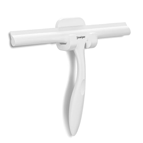 Raclette de Douche Multi-Usage pour Portes en Verre, sans Traces et sans grincements, pour Carreaux, fenêtres, miroirs, 25 cm, Blanche