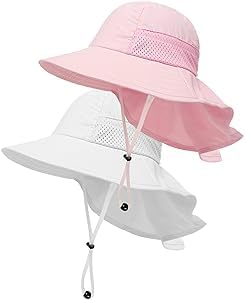 Image of Toddler Baby Sun Hat Kids Summer Beach Essentials Adjustable Beach Hats with Bucket Wide Brim for Boys Girls Age 0-14 Years
