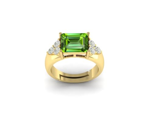 12.25 Ratti/13.50 Carat Beautiful Art Deoc Square Shape Peridot, Ruby, Gemstone Gold Plated Ring For Women And Men