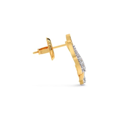 CANDERE - A KALYAN JEWELLERS COMPANY 14K BIS Hallmark Pure Yellow Gold and certified SIIJ Real Diamond Stud Earring for Women with Screw Back closure - Image 3