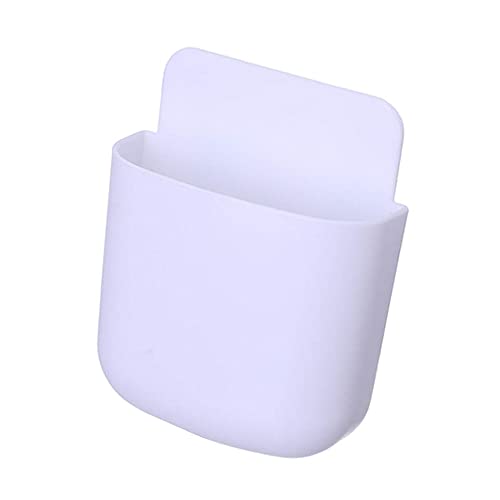 Boîte de rangement murale pour télécommandes, autocollante, pour ranger vos articles divers - Support de chargement de téléphone, table de chevet - Pour télécommande/stylo/clé - Blanc Cover