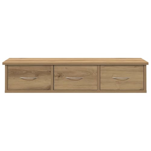 Estantería de pared de roble artificial de 88x26 cm en madera de ingeniería 5
