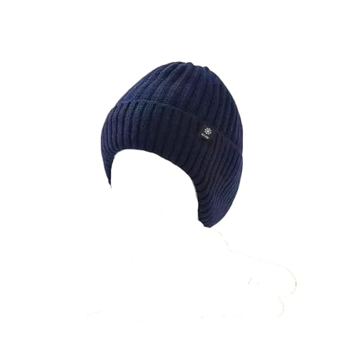 Chapeau tricoté pour homme âgé avec protection des oreilles et doublure peluche