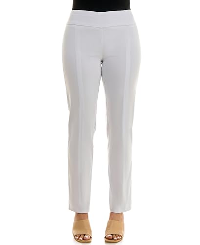 Zac & Rachel Women's Plus Size Millennium Fabric Pull-On Slim Leg Pant, Optic White, 20W