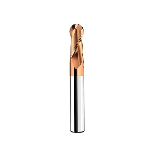 Fresa de punta esférica R0.5-R10, herramienta fresado CNC carburo tungsteno HRC55/HRC60/HRC65 2 flautas for corte acero y cobre(R8x48xD16x150,HRC55)
