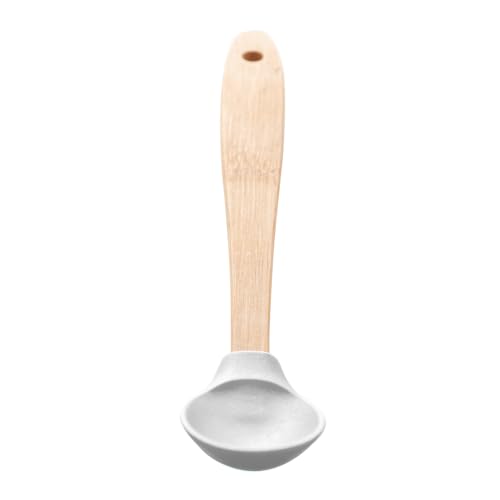 LYOR - Conjunto 3 Utensílios de Silicone com Cabo de Bambu Cinza - Colher, Pincel e Espátula