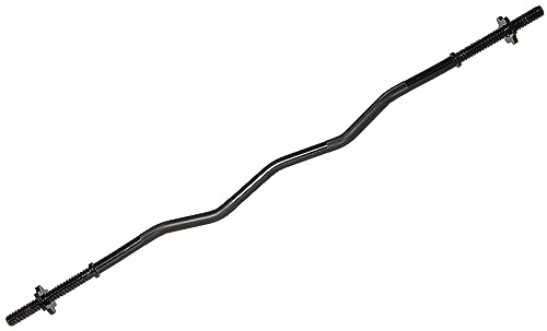 Image of Signature Fitness Standard Threaded Curl Barbell Curl Bar with Collars, 48 inch, Black