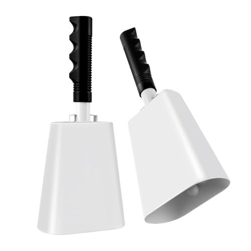 Defabee 10 Inch Cow Bell with Handle 2 Pack Cheering Cowbells for Sporting Events Loud Noise Makers for Football Games Party School Farm Percussion Musical Instruments