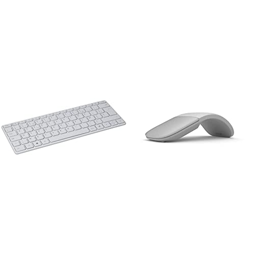 Microsoft Designer Compact Keyboard - Clavier Bluetooth Compact - français AZERTY - Gris Glacier Souris Arc Surface – Souris Bluetooth pour PC, Ordinateurs