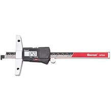 Starrett Electronic Depth Gage with Clear, Easily-Read Numbers, Fine Adjustment Thumb Roll and Removable Hook - 0-6" Range, .0005" Resolution - 3753A-6/150