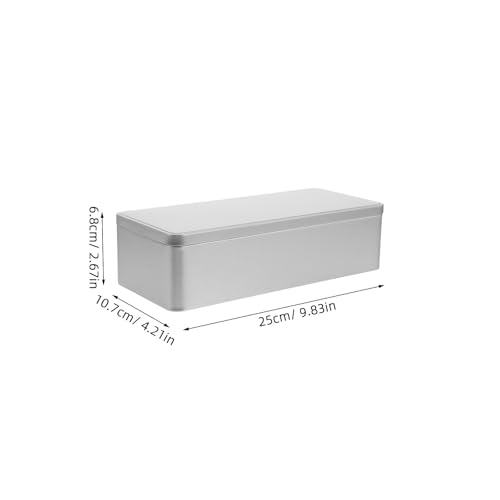 Caja de Almacenamiento de Galletas de Hojalata Rectangular Plateada Veemoon Set de 2 3