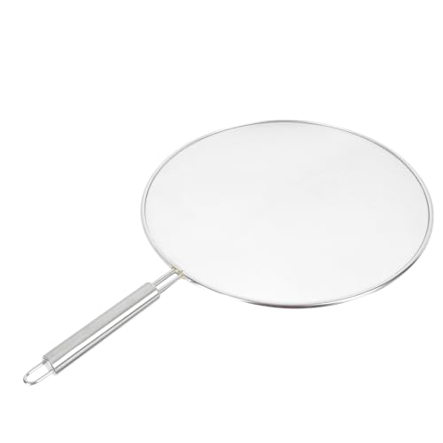 BRIGHTFUFU 1Pc Stainless Steel Spatter Oil Cover Household Pot Cover with Long Handle Grease Splatter Guard for Frying Lightweight and Kitchen Essential