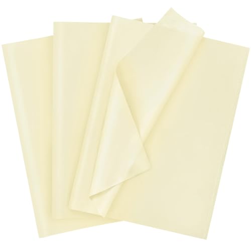 Lot de 120 feuilles de papier de soie pour emballages cadeaux, mariage, fête d'anniversaire, travaux manuels, décoration (50,8 x 35,6 cm, ivoire)