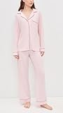 Eberjey Women's Gisele Long Pajamas, Pale Pink/Fig, S
