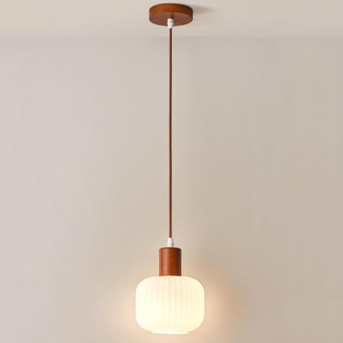 Lustre Japonais en Verre suspension bois massif pour luminaire salon et couloir