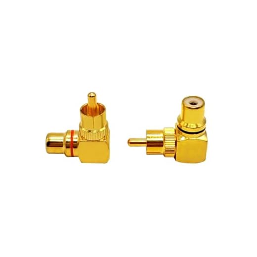 Voluty Tek Audio Video Connector Suitable for RCA Male to Female Right Angle 90 Degree Adapter for Sound Systems 2pcs
